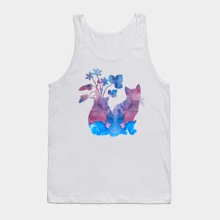 A cat and flowers Tank Top